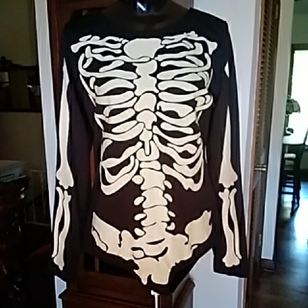 Hot Topic Black Skeleton Graphic Bodysuit Glows In The Dark